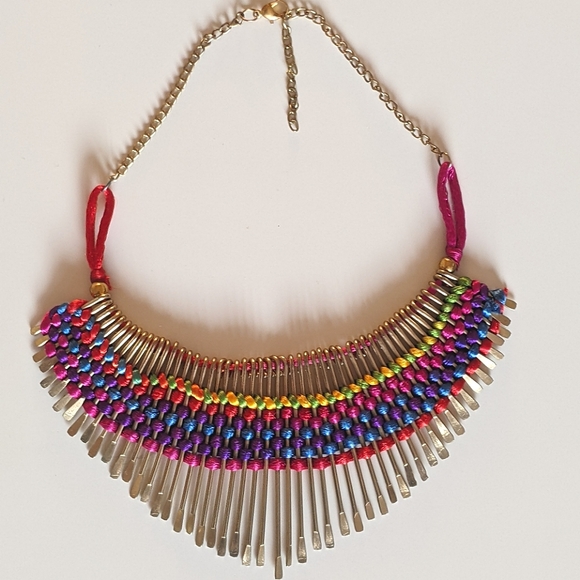 Asian Ethnic Hand-braided Colorful Statement Choker Necklace For Women And Girls - Picture 6 of 8